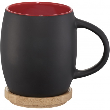 Logotrade Werbegeschenke das Foto: Hearth 400 ml Keramiktasse mit Holz Untersetzer