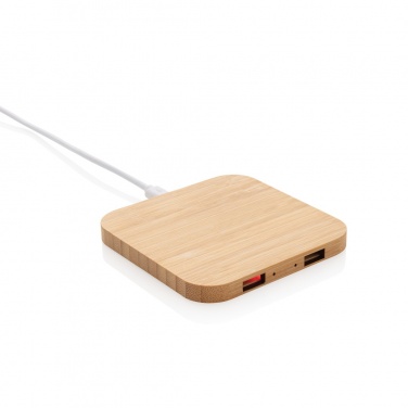 Logotrade Werbegeschenke das Foto: 5W-Wireless-Charger aus Bambus mit USB