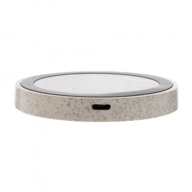 Logotrade Firmengeschenke das Foto: Rundes 5W Charging Pad aus Weizenstroh