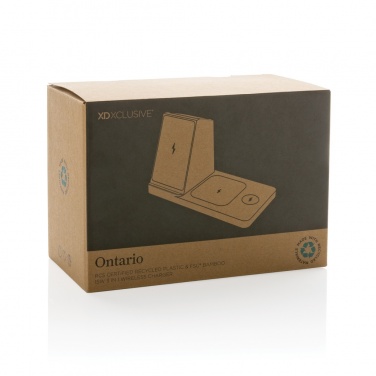 Logotrade Werbegeschenke das Foto: Ontario 15W 3-in-1 Charger aus RCS rec. Kunststoff & Bambus