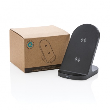 Logotrade Geschäftsgeschenke das Foto: 15W Wireless Ladehalter aus RCS recyceltem Kunststoff