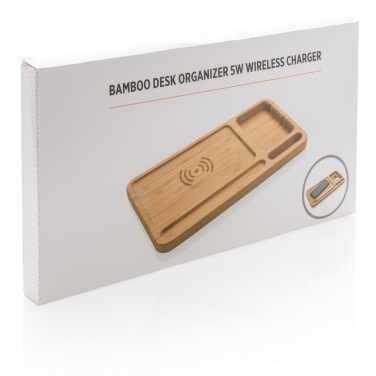Logotrade werbemittel das Foto: Bambus Schreibtisch-Organizer mit 5W Wireless Charger
