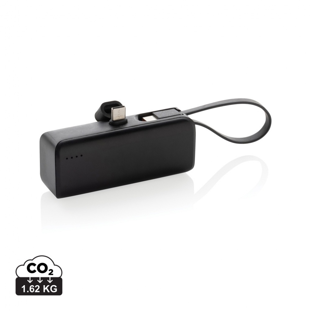 Logotrade Werbegeschenke das Foto: Powerlink 3000mah Powerbank aus RCS rPlastic mit USB-C Kabel