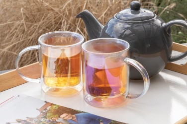 Logotrade Werbegeschenke das Foto: Doppelwandiger Deluxe-Becher aus galvanisiertem Glas