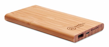Logotrade Werbeartikel das Foto: Induktive Powerbank Bambus 6000mAh ARENA