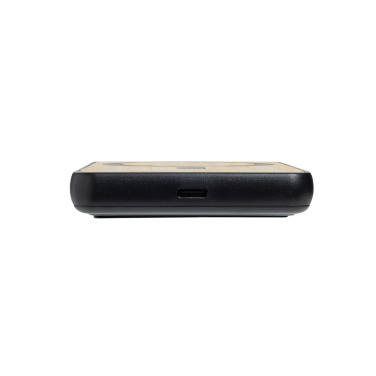 Logotrade Werbeartikel das Foto: Zen 5000mAh 5W magnetische Bambus-Powerbank aus RCS rPlastik