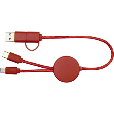 Logotrade werbemittel das Foto: Citala 30 cm 5-in-1 Kabel aus recyceltem Kunststoff für Datenübertragung und 27W Schnellladung