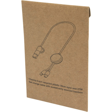 Logotrade Logogeschenke das Foto: Citala 30 cm 5-in-1 Kabel aus recyceltem Kunststoff für Datenübertragung und 27W Schnellladung