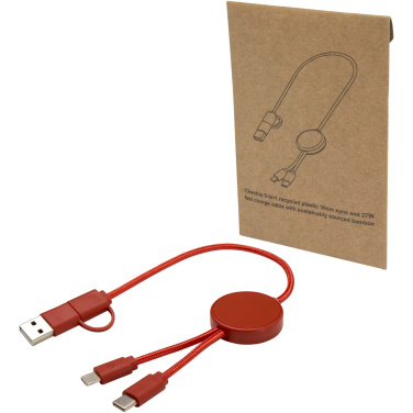 Logotrade werbemittel das Foto: Citala 30 cm 5-in-1 Kabel aus recyceltem Kunststoff für Datenübertragung und 27W Schnellladung
