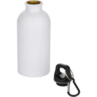 Logotrade Geschäftsgeschenke das Foto: Oregon 400 ml RSC-zertifizierte einwandige Sublimation Trinkflasche aus recyceltem Edelstahl mit Karabinerhaken