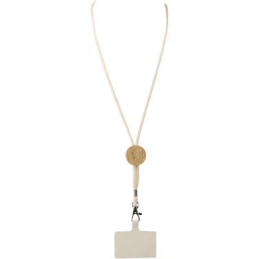 Logotrade Werbegeschenke das Foto: Adhab Smartphone Lanyard mit Bambusdetails