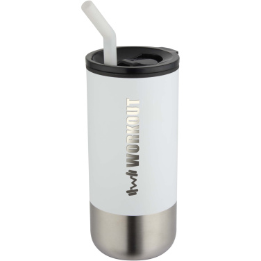 Logotrade Geschäftsgeschenke das Foto: Grayson 480 ml RCS recycelter Isolierbecher mit Trinkhalm