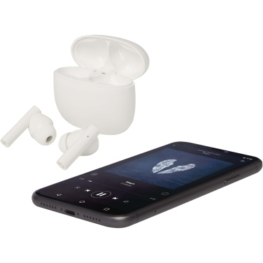 Logotrade Geschäftsgeschenke das Foto: Alterf True Wireless Bluetooth® Headset aus recyceltem Kunststoff mit Silikon-Ohrstöpseln