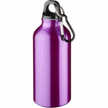 Logotrade business gift image of: Oregon 400 ml aluminium water bottle with carabiner