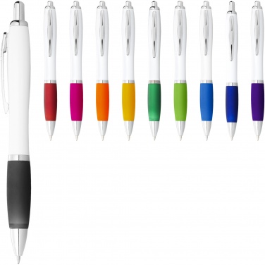 Logotrade promotional item image of: Nash ballpoint pen with white barrel and coloured grip
