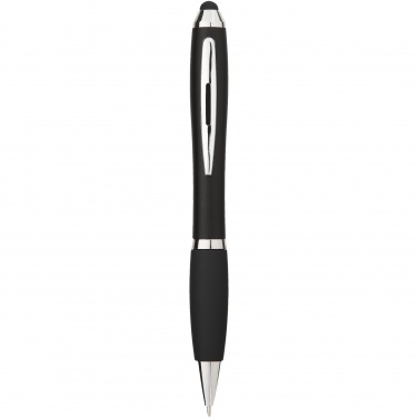 Logo trade promotional products image of: Nash coloured stylus ballpoint pen with black grip