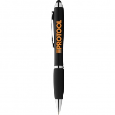 Logo trade promotional items image of: Nash coloured stylus ballpoint pen with black grip