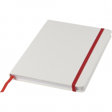 Logotrade promotional gift picture of: Spectrum A5 white notebook with coloured strap