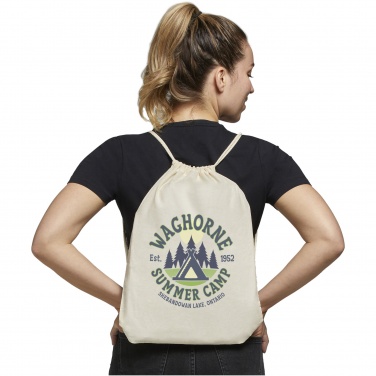 Logo trade promotional giveaway photo of: Oregon 100 g/m² cotton drawstring bag 5L