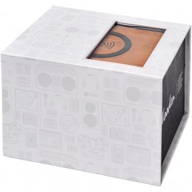 Logo trade promotional merchandise image of: Wooden 3W speaker with wireless charging pad