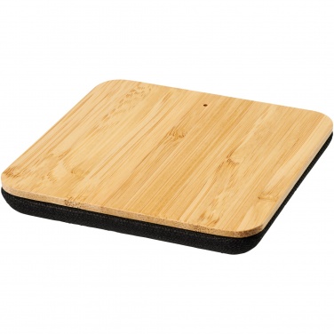 Logo trade corporate gifts image of: Leaf 5W bamboo and fabric wireless charging pad