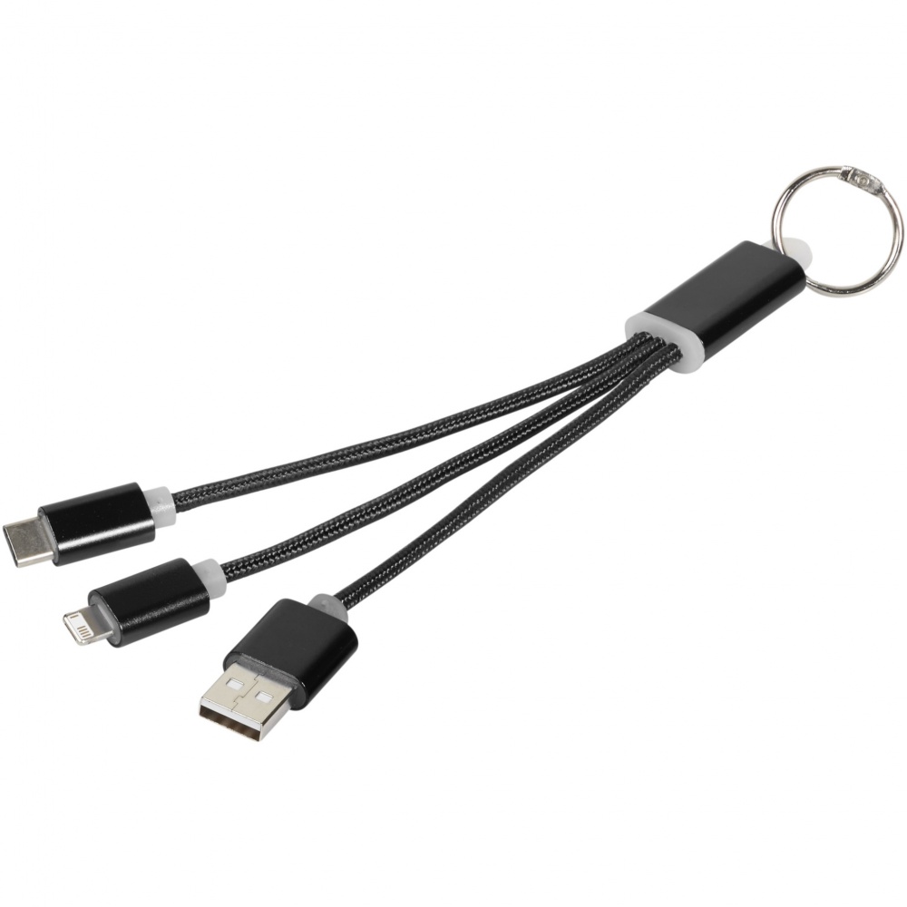 Logotrade advertising product image of: Metal 3-in-1 charging cable with keychain
