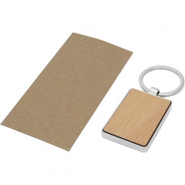 Logo trade promotional gifts picture of: Mauro beech wood rectangular keychain