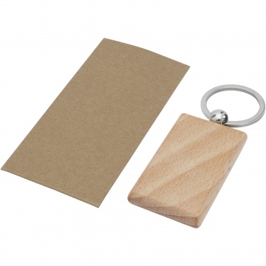 Logo trade promotional item photo of: Gian beech wood rectangular keychain
