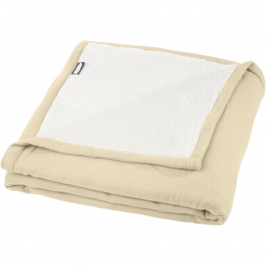 Logo trade promotional gifts image of: Marigold GRS certified RPET polar fleece and sherpa blanket