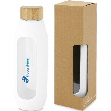 Logo trade promotional items image of: Tidan 600 ml borosilicate glass bottle with silicone grip