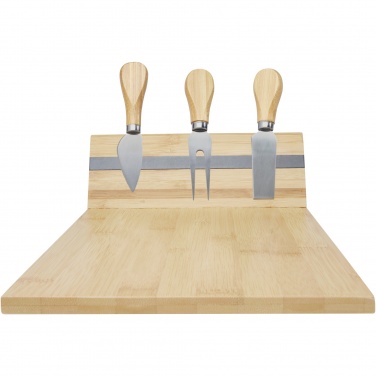 Logotrade corporate gift image of: Mancheg bamboo magnetic cheese board and tools