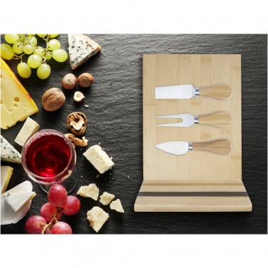 Logo trade advertising products picture of: Mancheg bamboo magnetic cheese board and tools