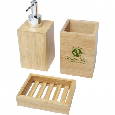 Logo trade promotional items image of: Hedon 3-piece bamboo bathroom set