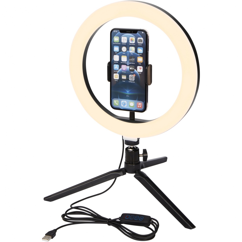 Logo trade promotional giveaway photo of: Studio ring light for selfies and vlogging with phone holder and tripod