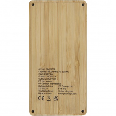 Logotrade business gifts photo of: Alata 8000 mAh bamboo solar power bank