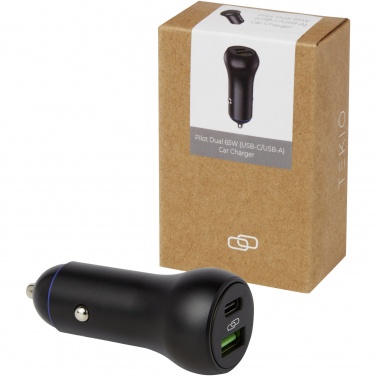 Logo trade promotional item photo of: Pilot dual 55W USB-C/USB-A car charger