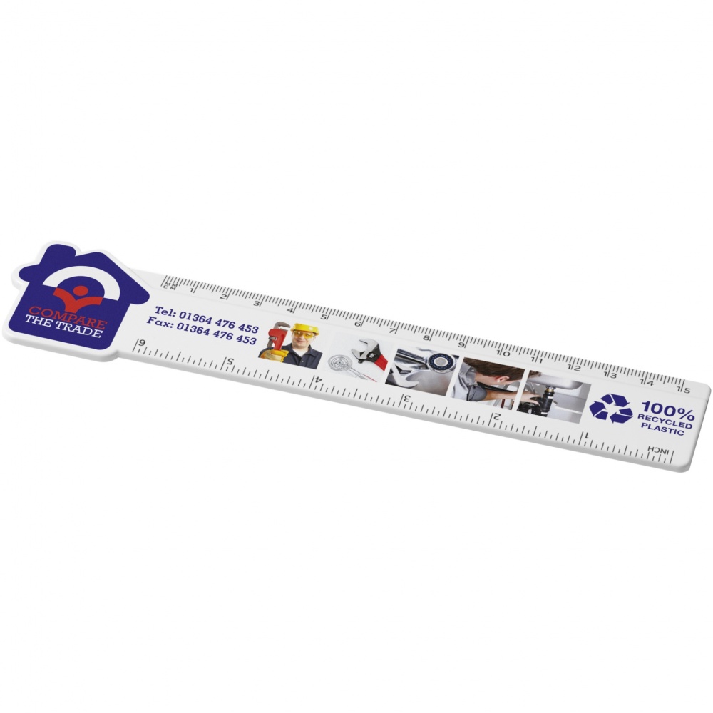 Logotrade promotional item picture of: Tait 15 cm house-shaped recycled plastic ruler