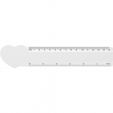Logo trade promotional item photo of: Tait 15 cm heart-shaped recycled plastic ruler