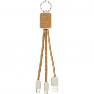 Logo trade promotional gift photo of: Bates wheat straw and cork 3-in-1 charging cable