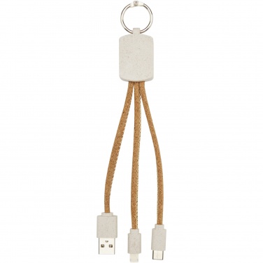 Logo trade promotional products picture of: Bates wheat straw and cork 3-in-1 charging cable