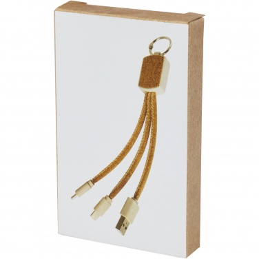 Logotrade corporate gift picture of: Bates wheat straw and cork 3-in-1 charging cable