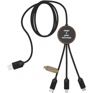 Logotrade promotional item picture of: SCX.design C36 3-in-1 rPET light-up logo extended charging cable with round bamboo casing
