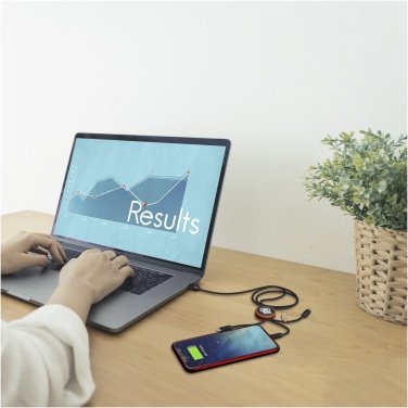 Logo trade promotional gift photo of: SCX.design C36 3-in-1 rPET light-up logo extended charging cable with round bamboo casing