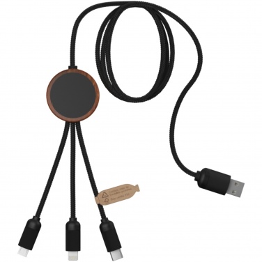 Logotrade business gifts photo of: SCX.design C36 3-in-1 rPET light-up logo extended charging cable with round bamboo casing