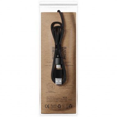 Logo trade promotional merchandise picture of: SCX.design C40 5-in-1 rPET light-up logo charging cable and 10W charging pad