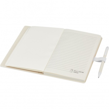 Logotrade promotional product picture of: Dairy Dream A5 size reference recycled milk cartons notebook and ballpoint pen set