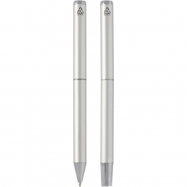 Logo trade promotional gift photo of: Lucetto recycled aluminium ballpoint and rollerball pen gift set