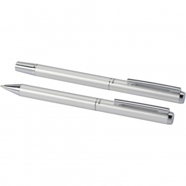 Logo trade promotional products image of: Lucetto recycled aluminium ballpoint and rollerball pen gift set