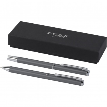 Logo trade promotional item photo of: Lucetto recycled aluminium ballpoint and rollerball pen gift set
