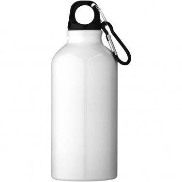 Logo trade advertising products image of: Oregon 400 ml RCS certified recycled aluminium water bottle with carabiner